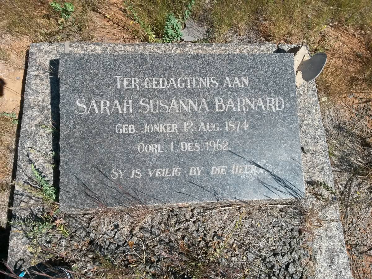 BARNARD Sarah Susanna nee JONKER 1874-1962