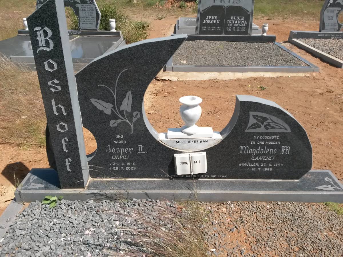 BOSHOFF Jasper L. 1940-2009 &amp; Magdalena M. MULLER 1944-1986