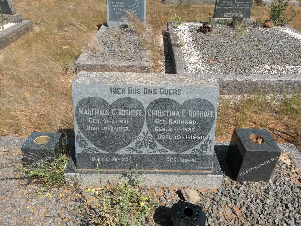 BOSHOFF Marthinus C. 1891-1957 &amp; Christina C. BARNARD 1895-1980