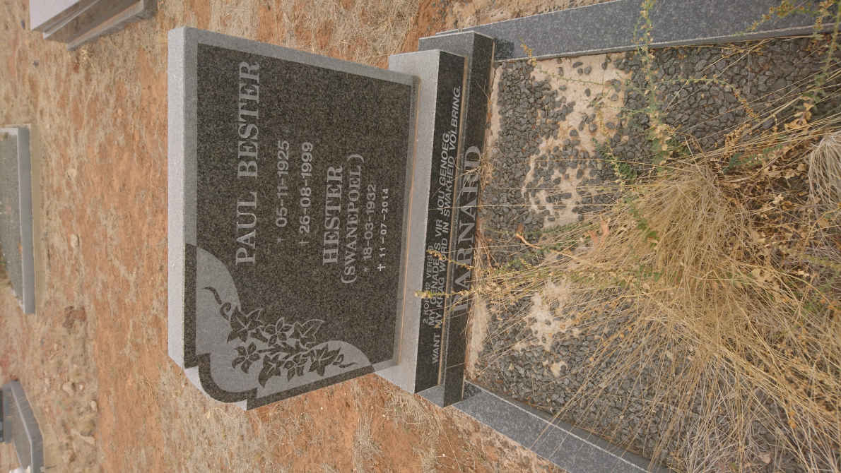 BARNARD Paul Bester 1925-1999 &amp; Hester SWANEPOEL 1932-2014