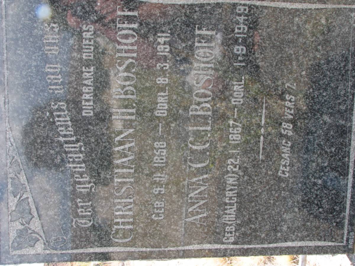 BOSHOFF Christiaan H. 1858-1941 &amp; Anna C.C.L. HALGRYN 1867-1949