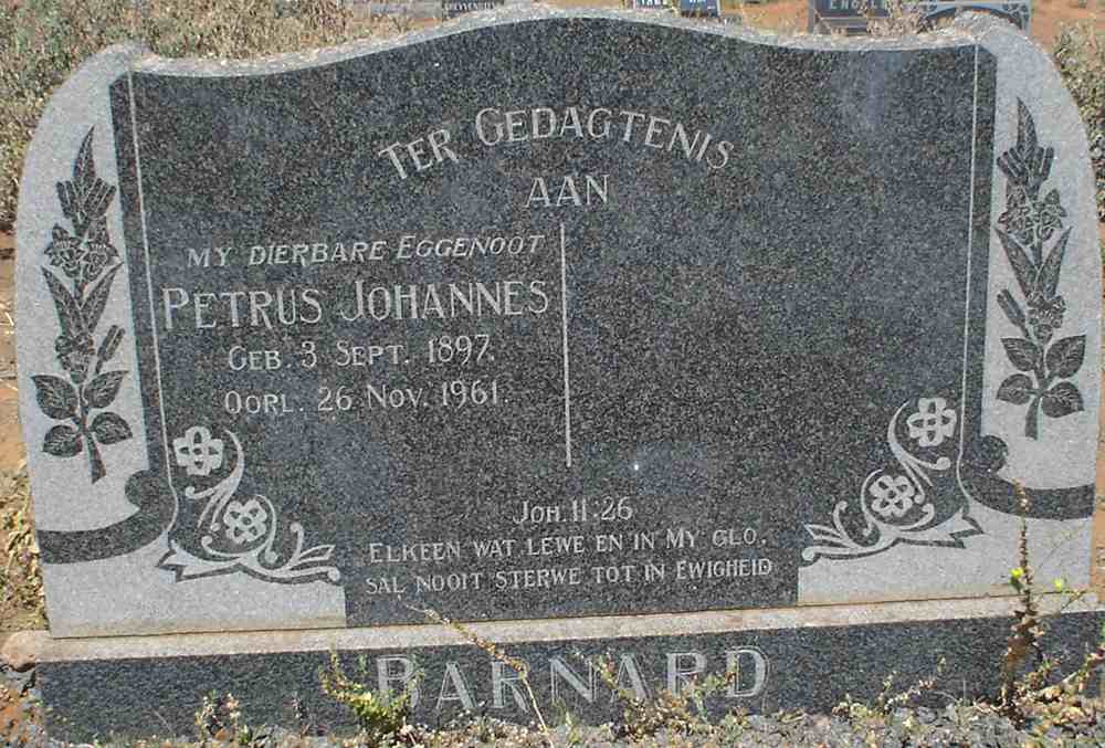 BARNARD Petrus Johannes 1897-1961