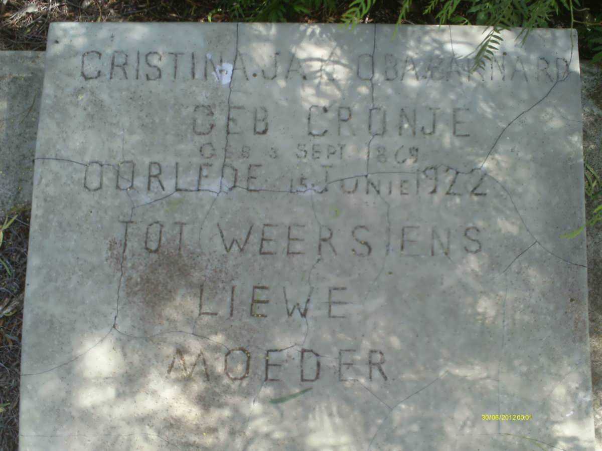 BARNARD Christina Jacoba nee CRONJE 1869-1922