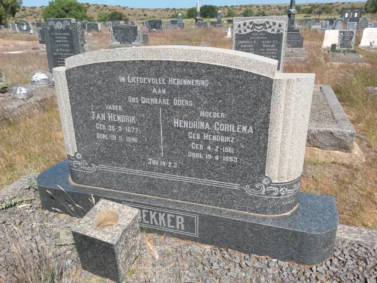 BEKKER Jan Hendrik 1877-1946 &amp; Hendrina Corilena HENDRIKZ 1881-1953