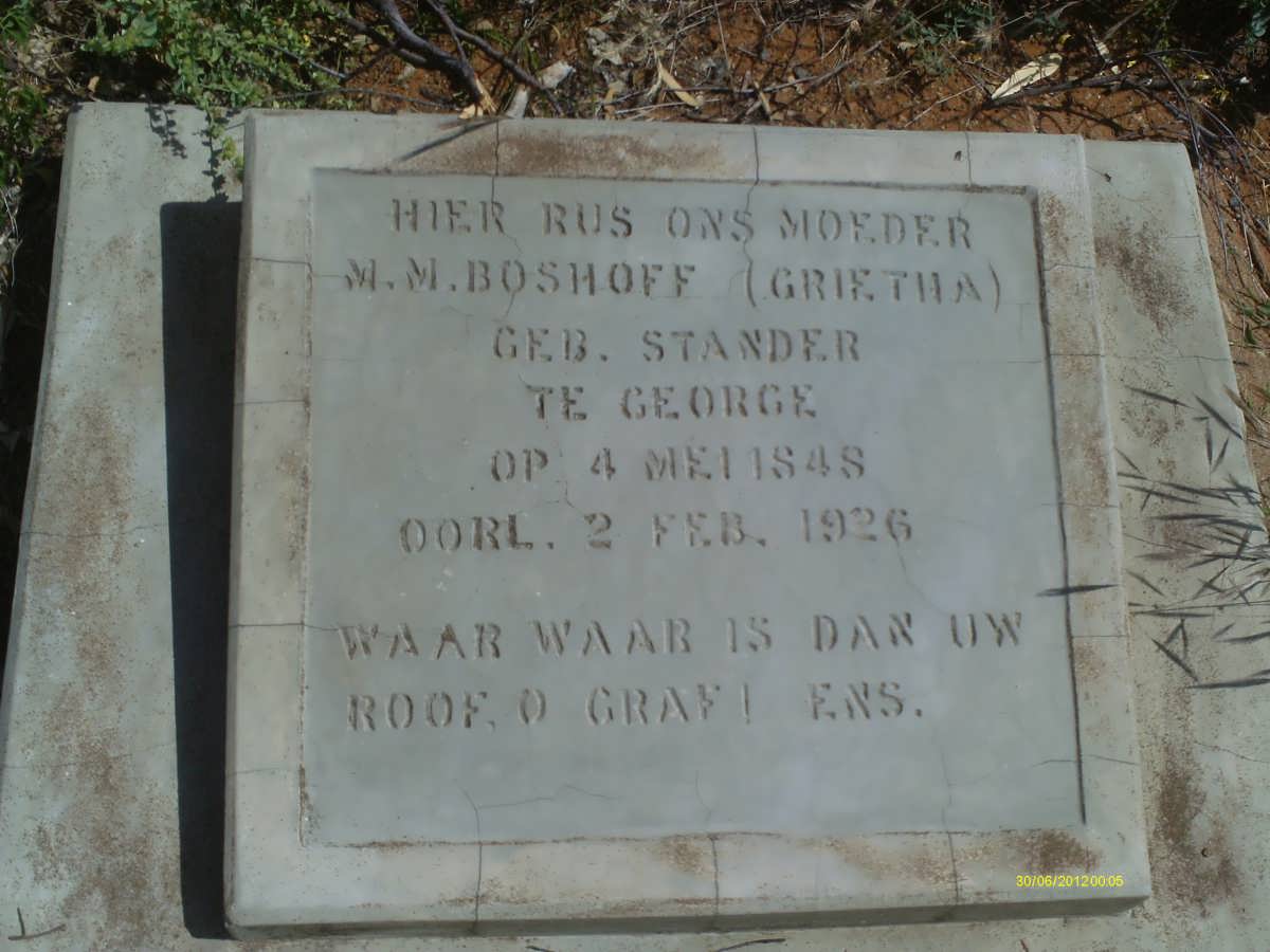 BOSHOFF M.M. nee STANDER 1848-1926