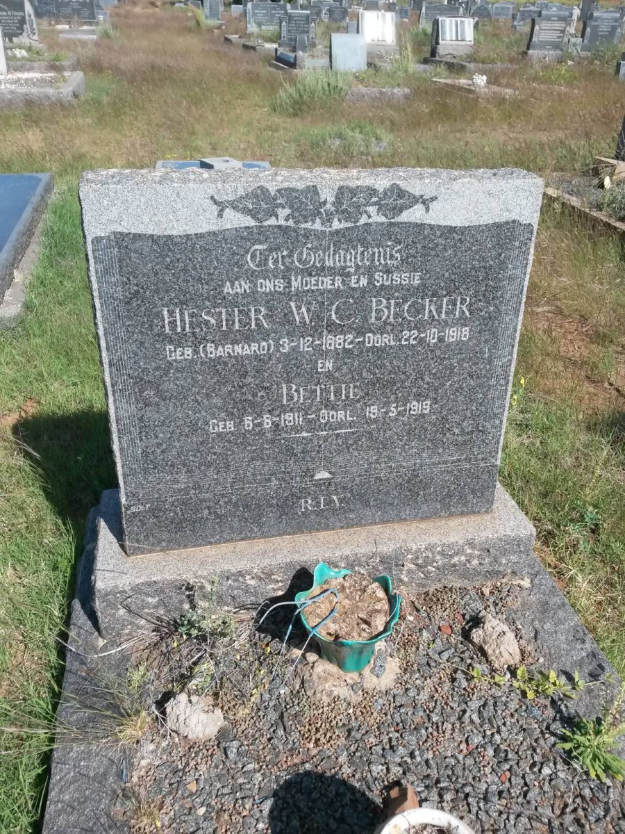 BECKER Hester W.C. nee BARNARD 1882-1918 :: BECKER Bettie 1911-1919