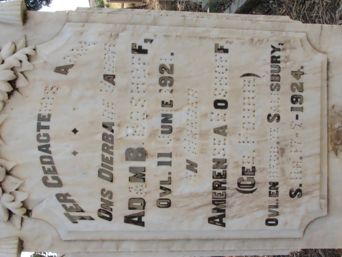 BOSHOFF Adam -1921 &amp; Ameren??a FOURIE -1924