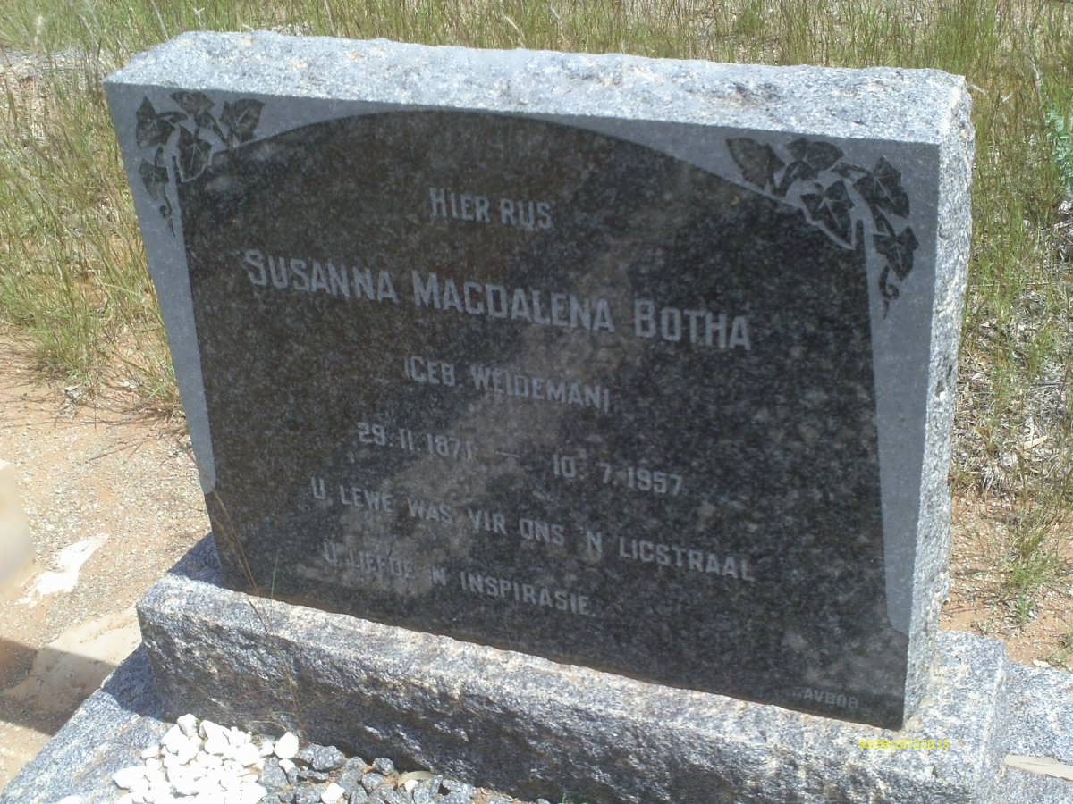 BOTHA Susanna Magdalena nee WEIDEMAN 1871-1957