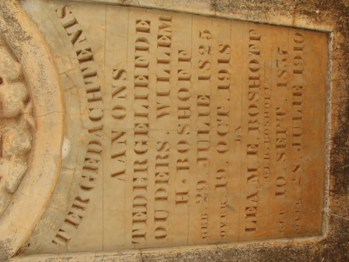 BOSHOFF Willem H. 1825-1918 &amp; Lea M.E. BOSHOFF 1837-1910