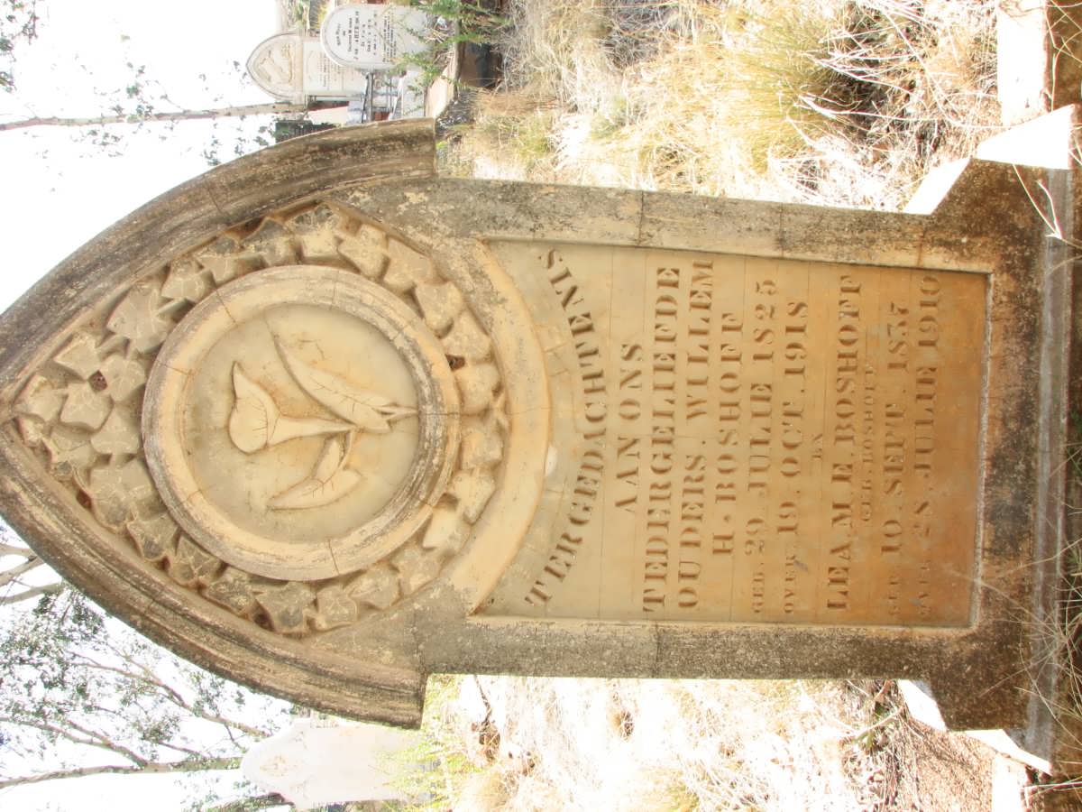 BOSHOFF Willem H. 1825-1918 &amp; Lea M.E. BOSHOFF 1837-1910