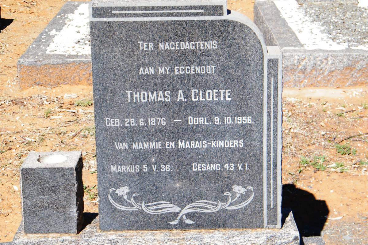 CLOETE Thomas A. 1876-1956