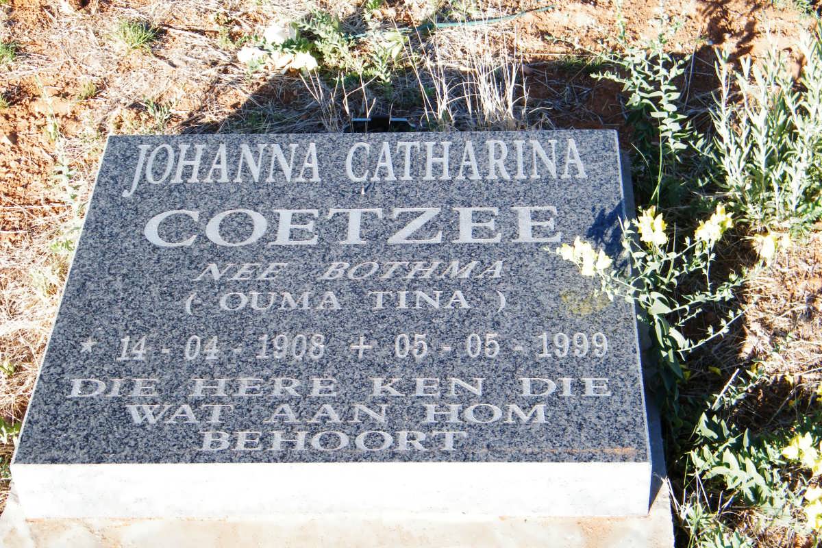 COETZEE Johanna Catharina nee BOTHMA 1908-1999