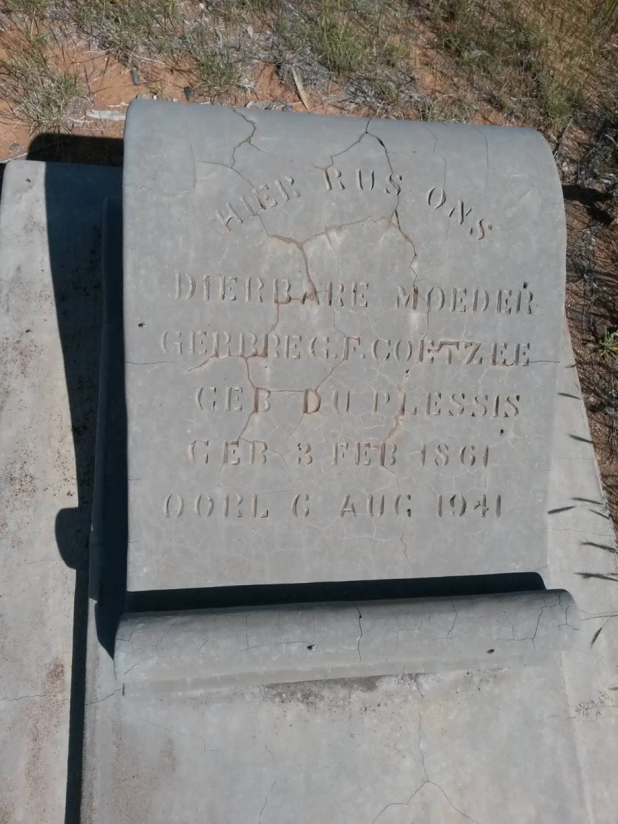 COETZEE Gerbreg F. nee DU PLESSIS 1861-1941