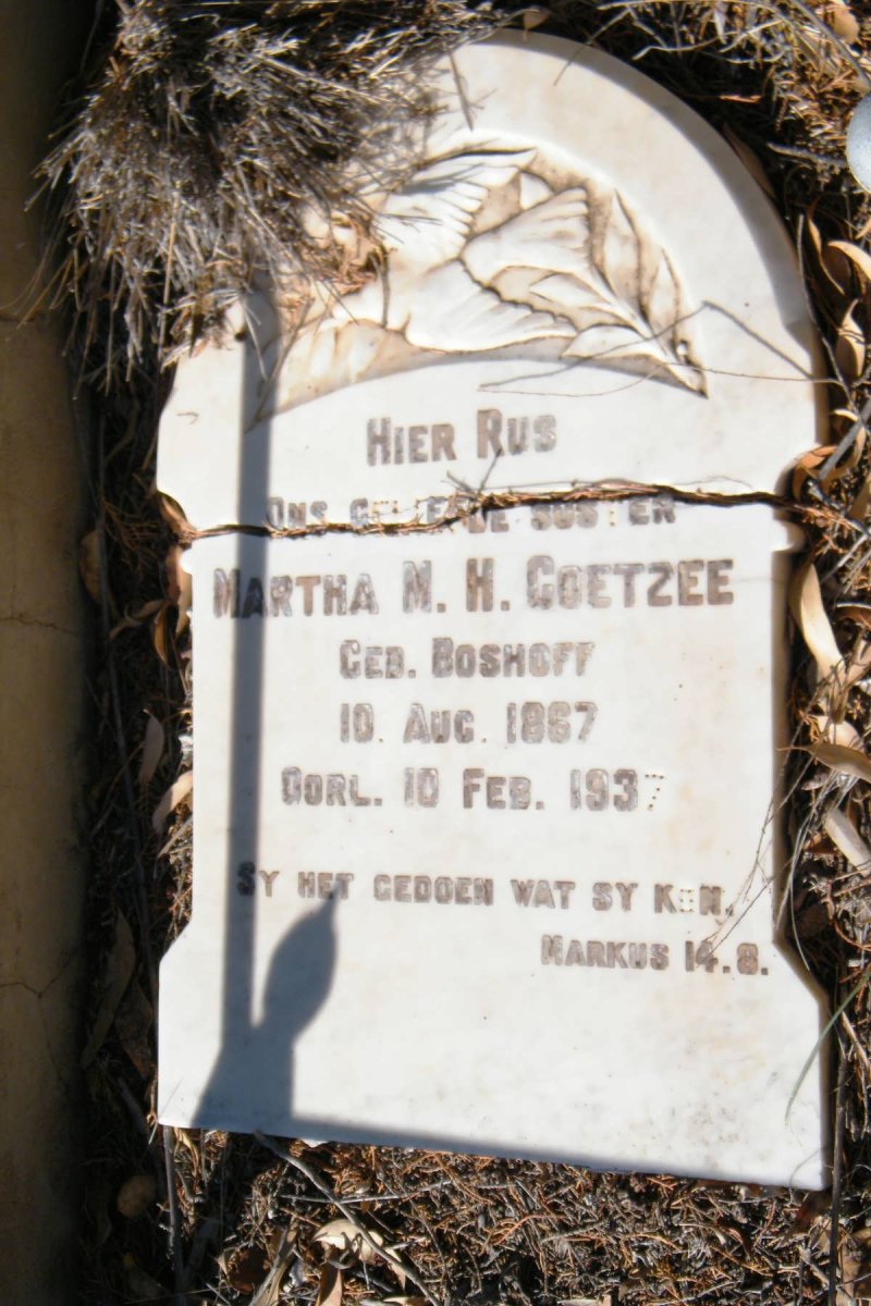 COETZEE Martha M.H. nee BOSHOFF 1867-1937