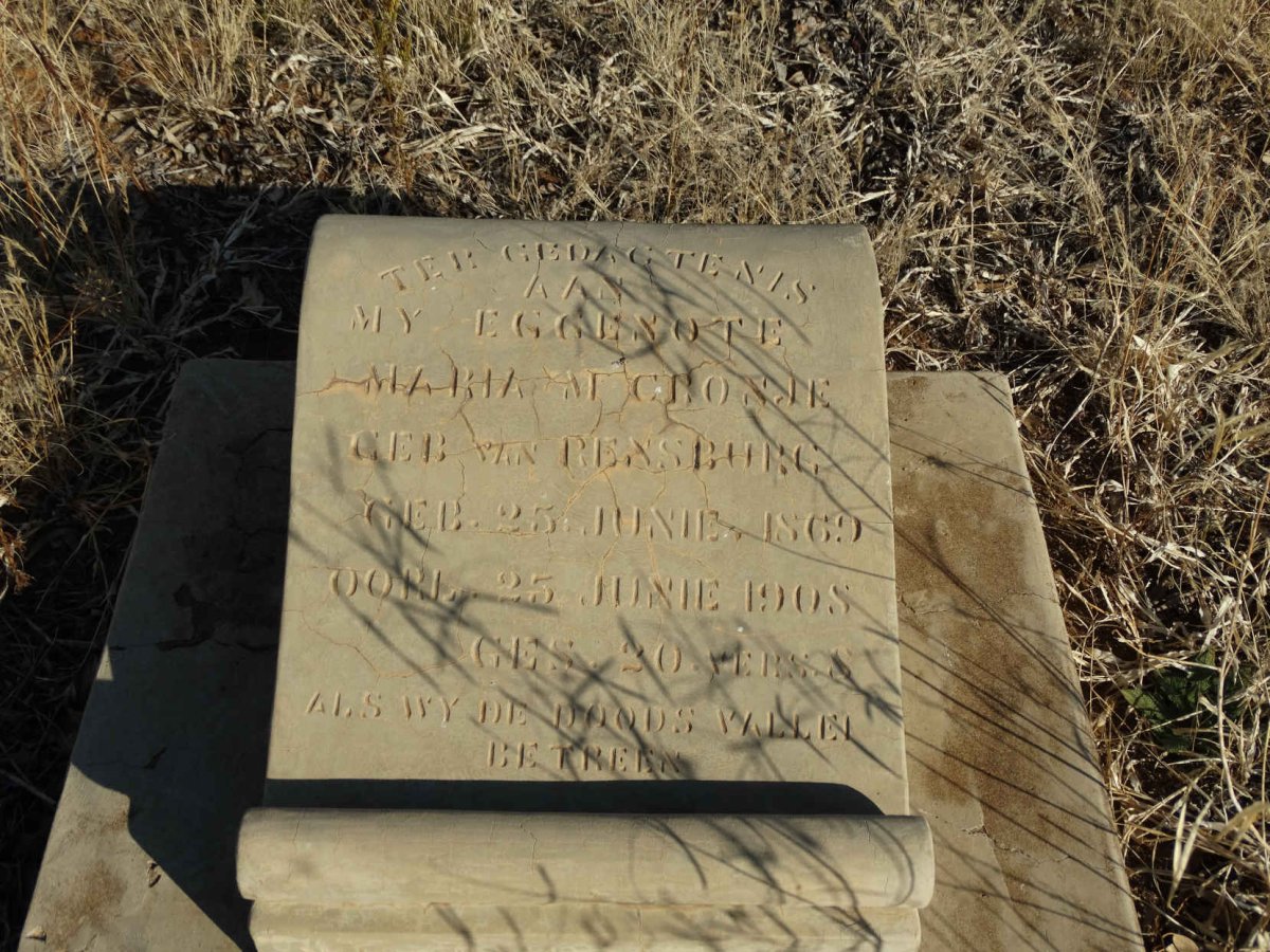 CRONJE Maria M. nee VAN RENSBURG 1869-1908