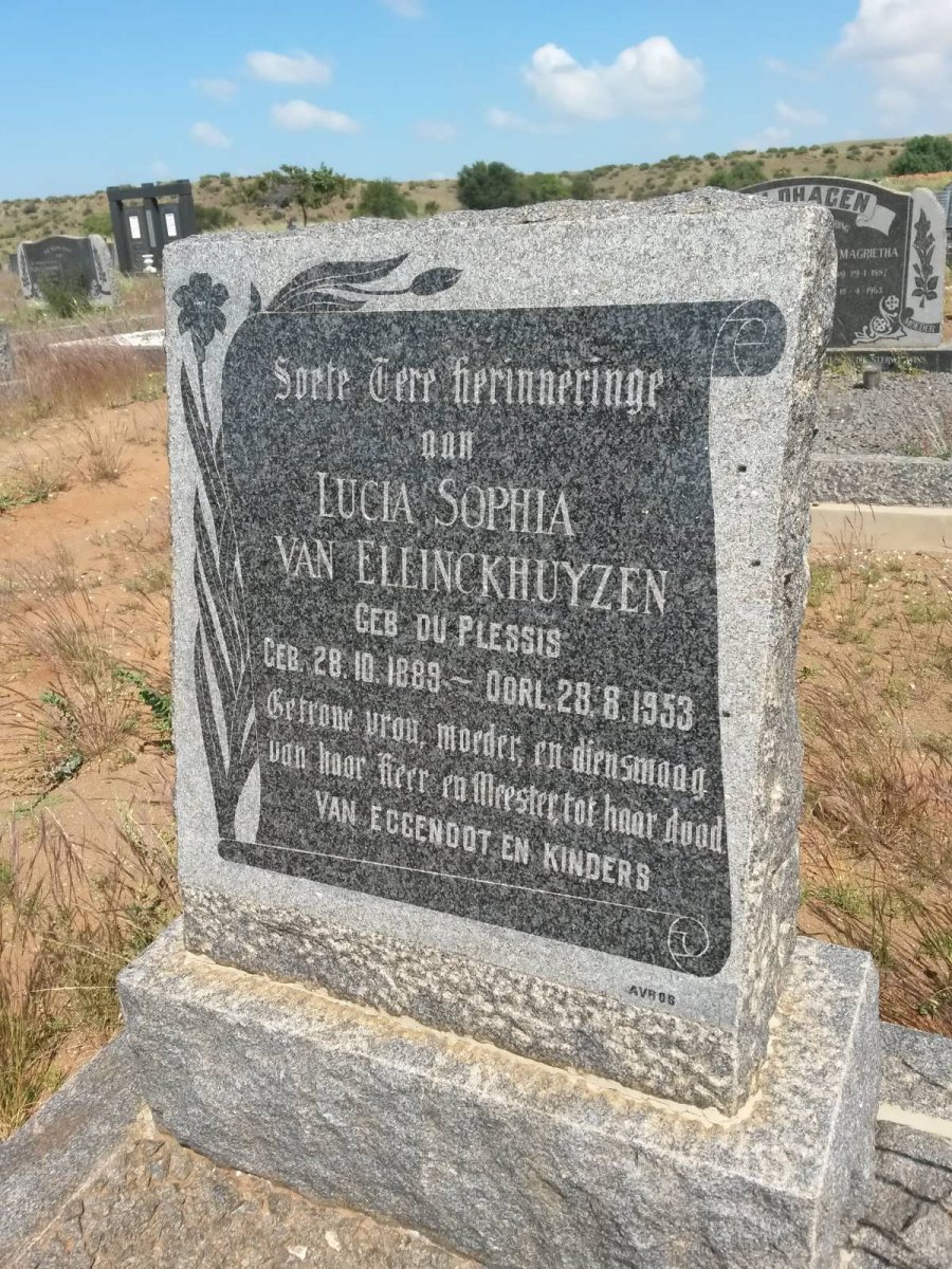 ELLINCKHUYZEN Lucia Sophia, van nee DU PLESSIS 1889-1953