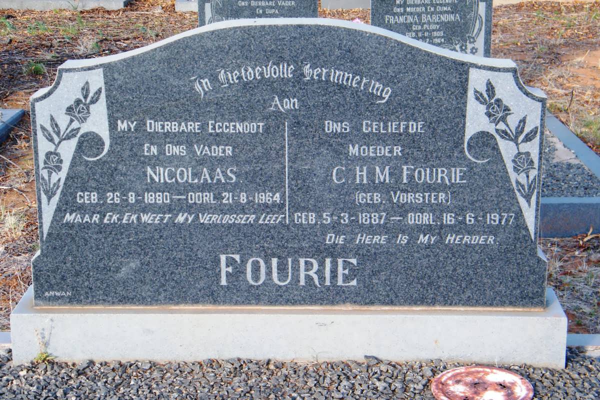FOURIE Nicolaas 1890-1964 &amp; C.H.M. VORSTER 1887-1977