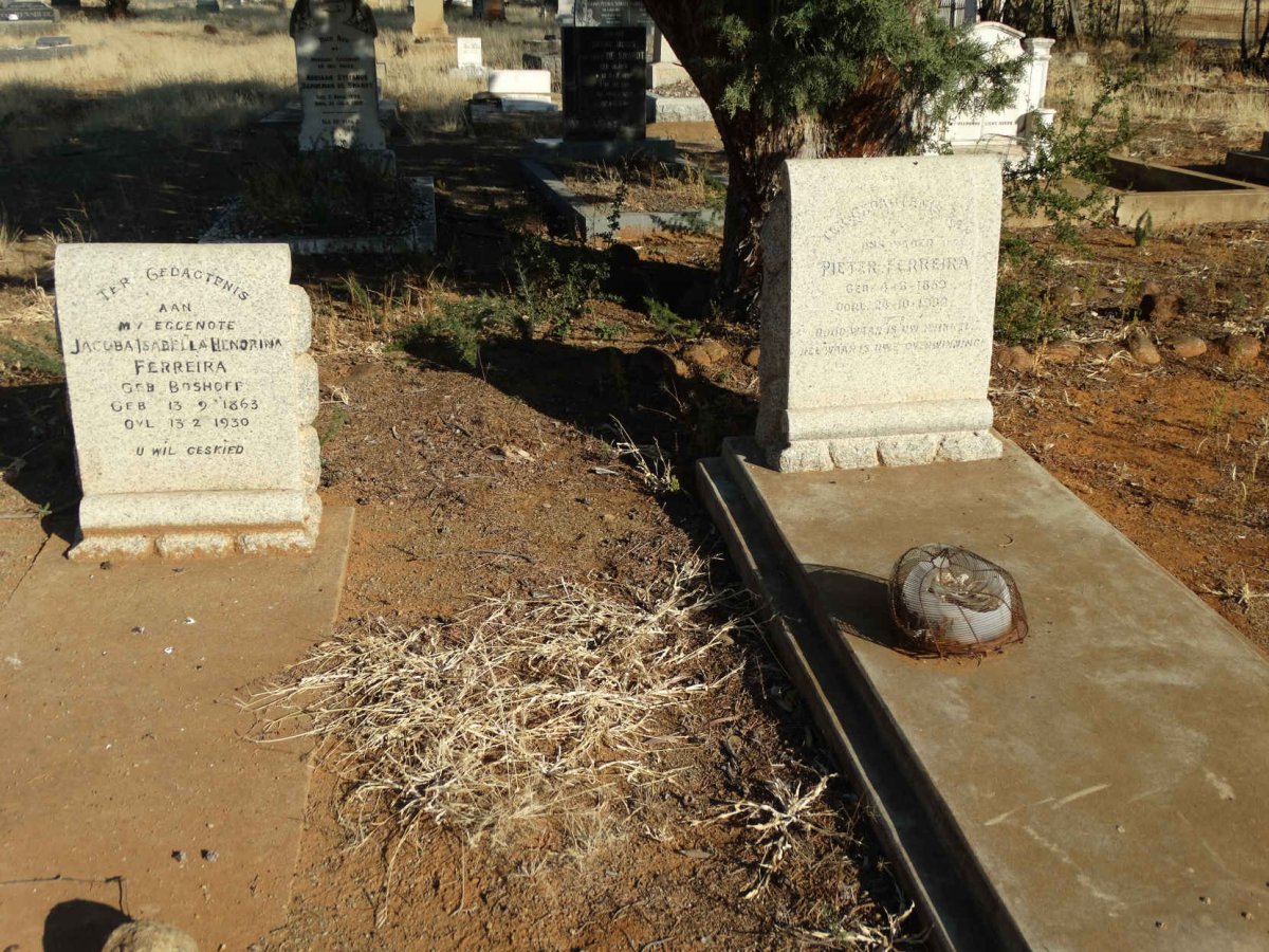 FERREIRA Pieter 1859-1932 &amp; Jacoba Isabella Hendrina BOSHOFF 1863-1930