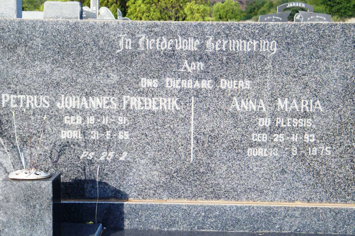 FERREIRA Petrus Johannes Frederik 1891-1965 &amp; Anna Maria DU PLESSIS 1893-1975