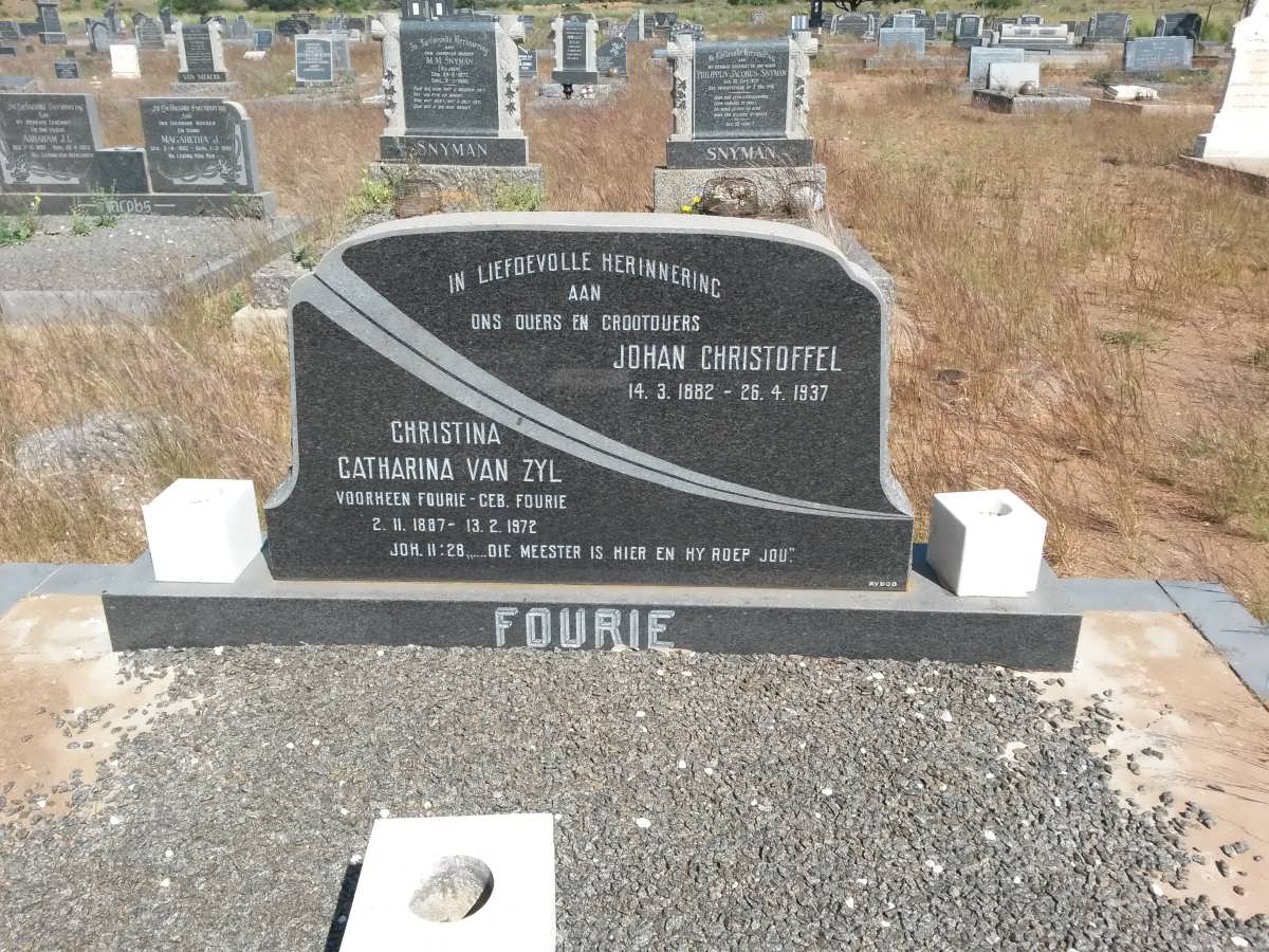 FOURIE Johan Christoffel 1882-1937 :: VAN ZYL Christina Catharina voorheen FOURIE nee FOURIE 1887-1972