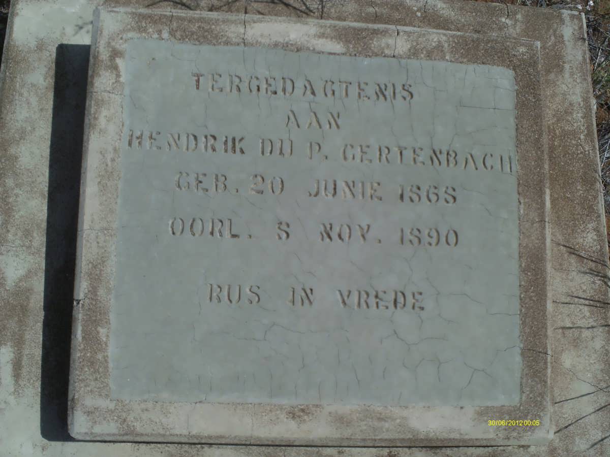 GERTENBACH Hendrik Du P. 1868-1890