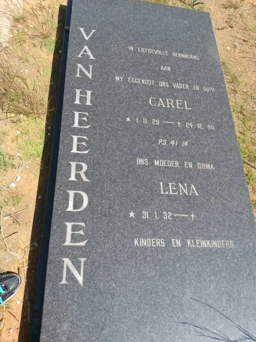 HEERDEN Carel, van 1929-1980 &amp; Lena 1932-