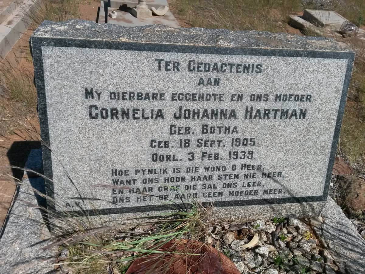 HARTMAN Cornelia Johanna nee BOTHA 1905-1939