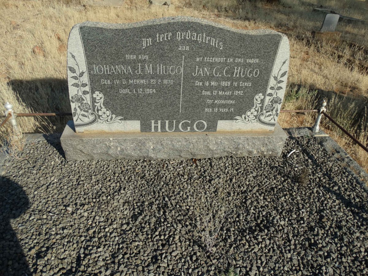HUGO Jan G.C. 1869-1942 &amp; Johanna J.M. V.D. MERWE 1870-1964