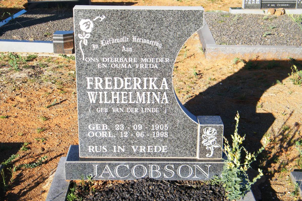JACOBSON Frederika Wilhelmina nee VAN DER LINDE 1905-1998