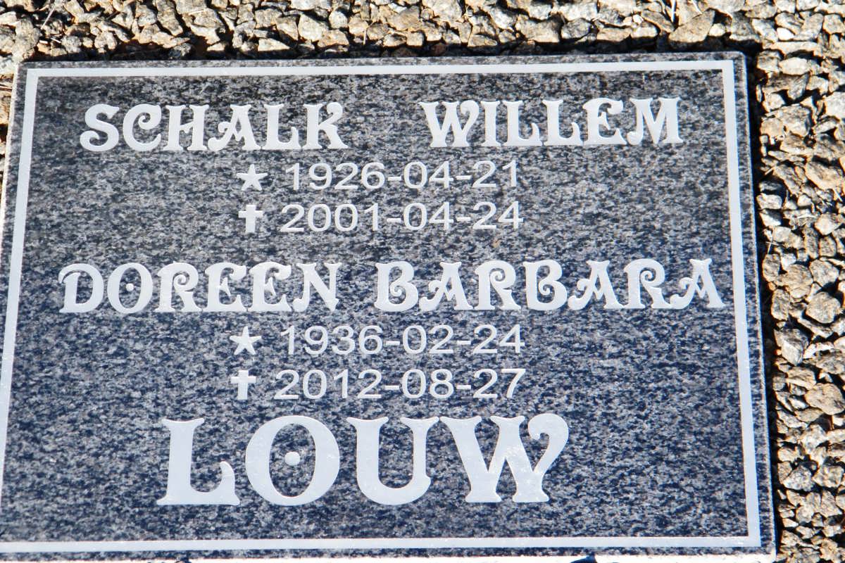 LOUW Schalk Willem 1926-2001 &amp; Doreen Barbara 1936-2012