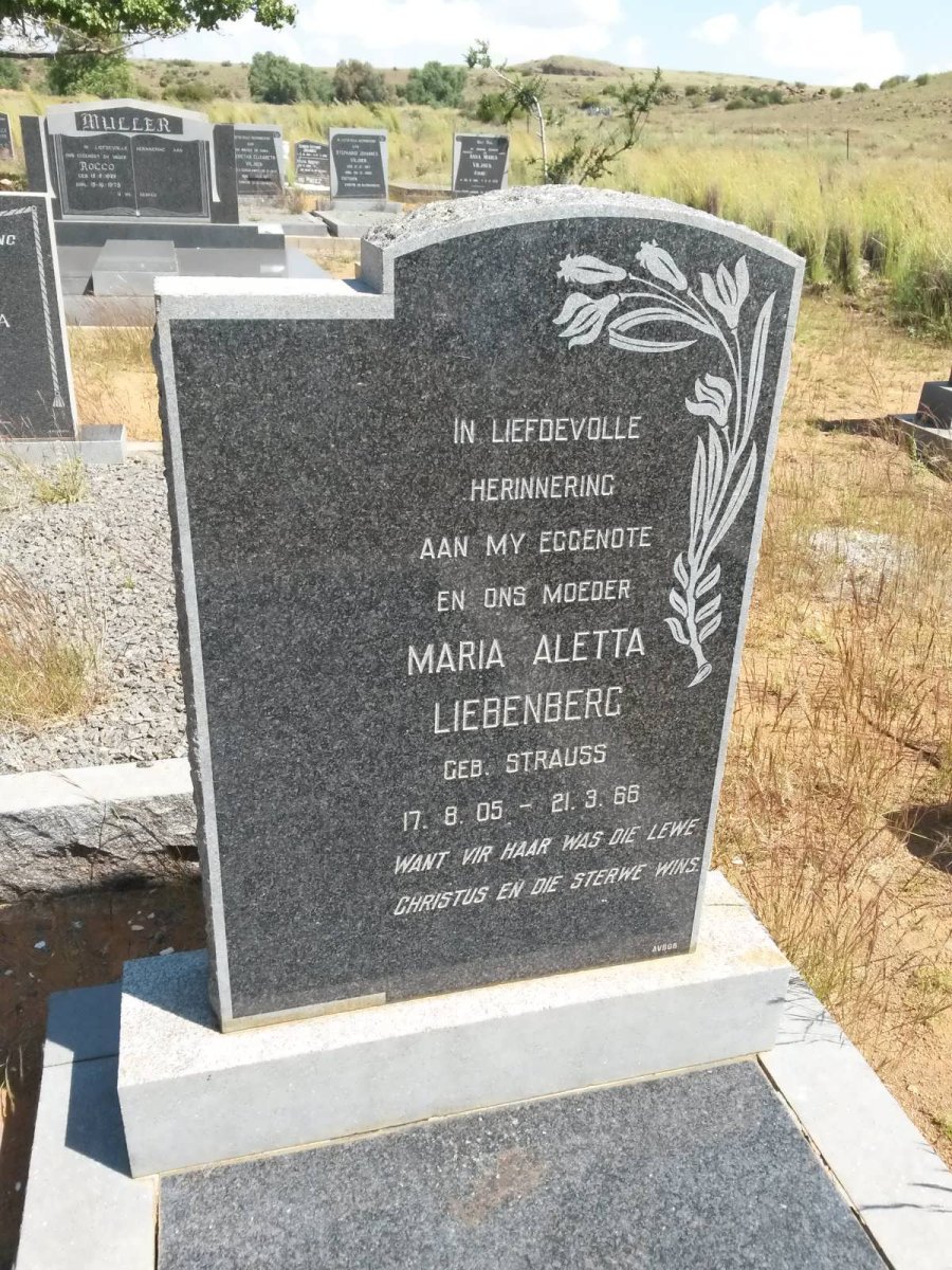 LIEBENBERG Maria Aletta nee STRAUSS 1905-1966