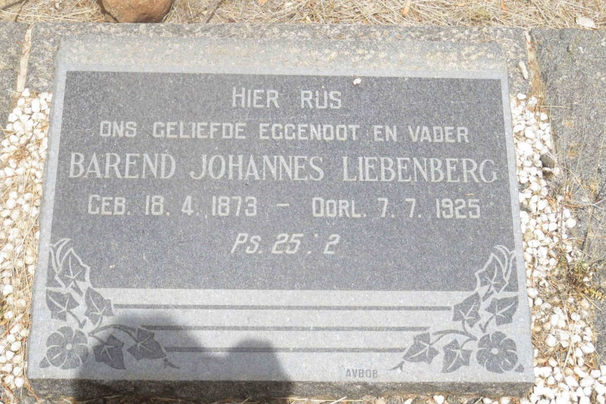 LIEBENBERG Barend Johannes 1873-1925