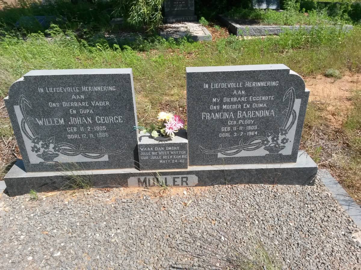 MULLER Willem Johan George 1905-1985 &amp; Francina Barendina PLOOY 1909-1964