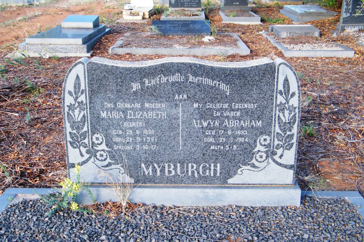 MYBURGH Alwyn Abraham 1893-1964 &amp; Maria Elizabeth BEUKES 1898-1981