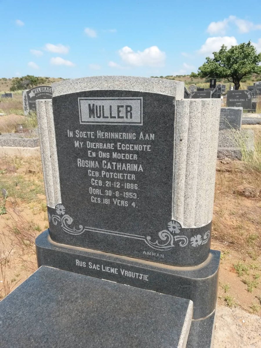 MULLER Rosina Catharina nee POTGIETER 1886-1953