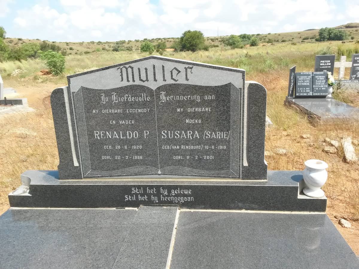 MULLER Renaldo P. 1920-1986 &amp; Susara VAN RENSBURG 1919-2001