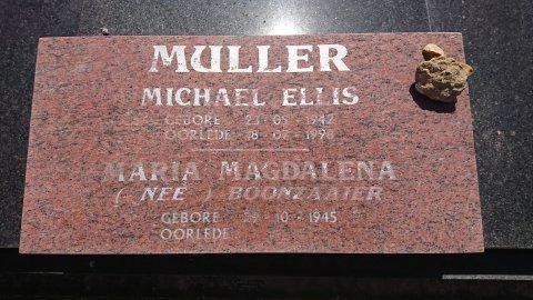 MULLER Michael Ellis 1942-1998 &amp; Maria Magdalena BOONZAAIER 1945-