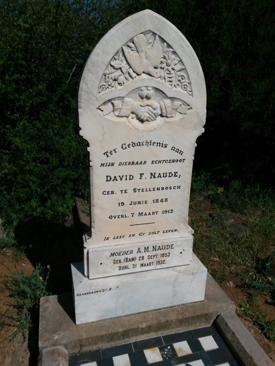 NAUDE David F. 1848-1912 &amp; A.M. BAM 1853-1932