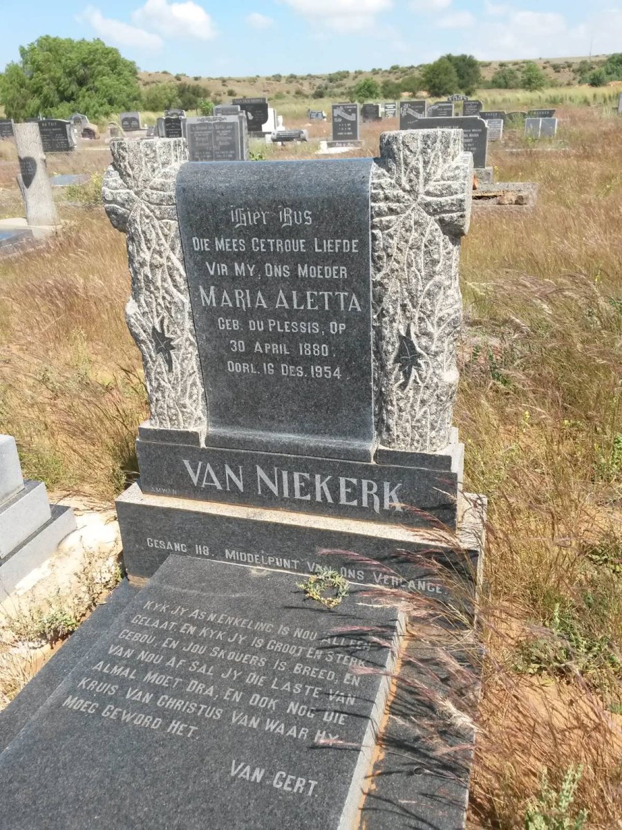 NIEKERK Maria Aletta, van nee DU PLESSIS 1880-1954