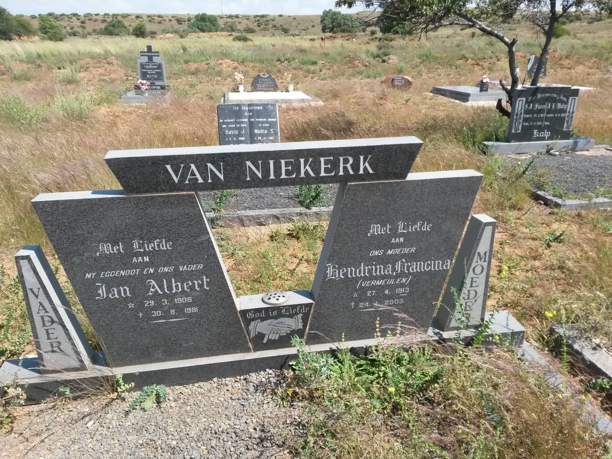 NIEKERK Jan Albert, van 1908-1981 &amp; Hendrina Francina VERMEULEN 1913-2003