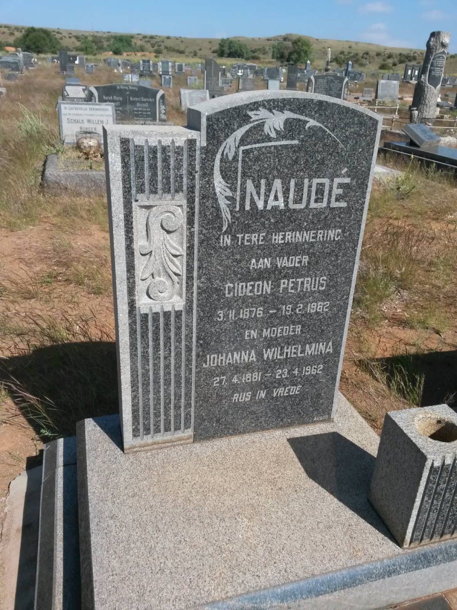 NAUDE Gideon Petrus 1876-1962 &amp; Johanna Wilhelmina 1881-1962