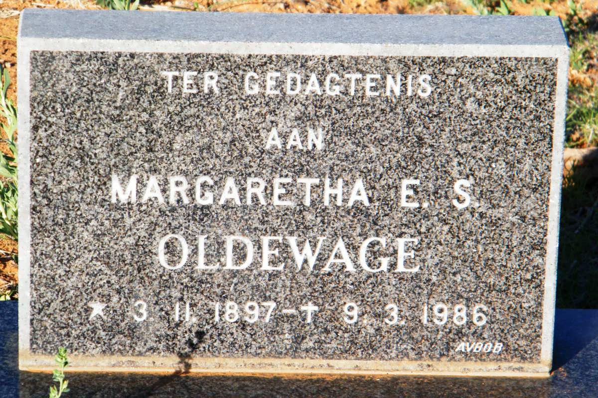 OLDEWAGE Margaretha E.S. 1897-1986