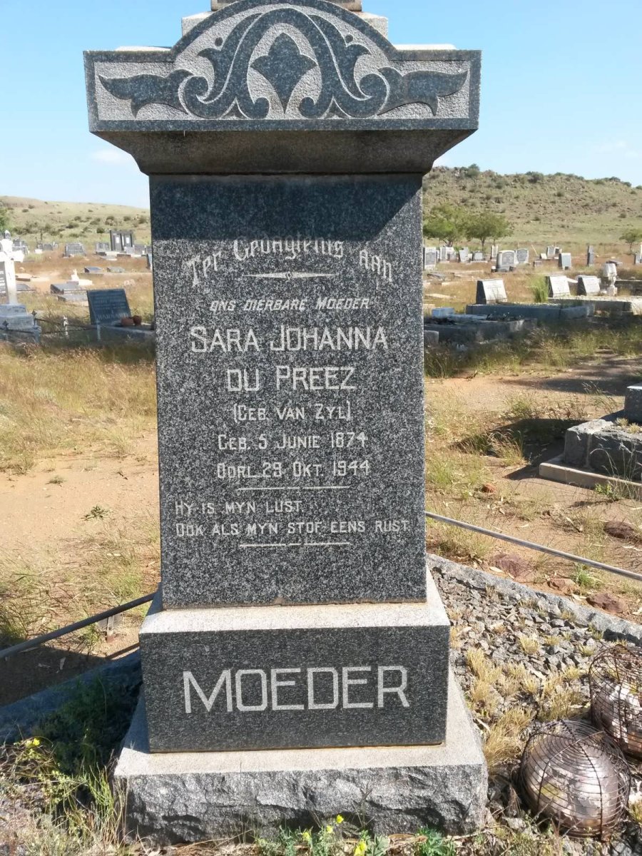 PREEZ Sara Johanna, du nee VAN ZYL 1874-1944