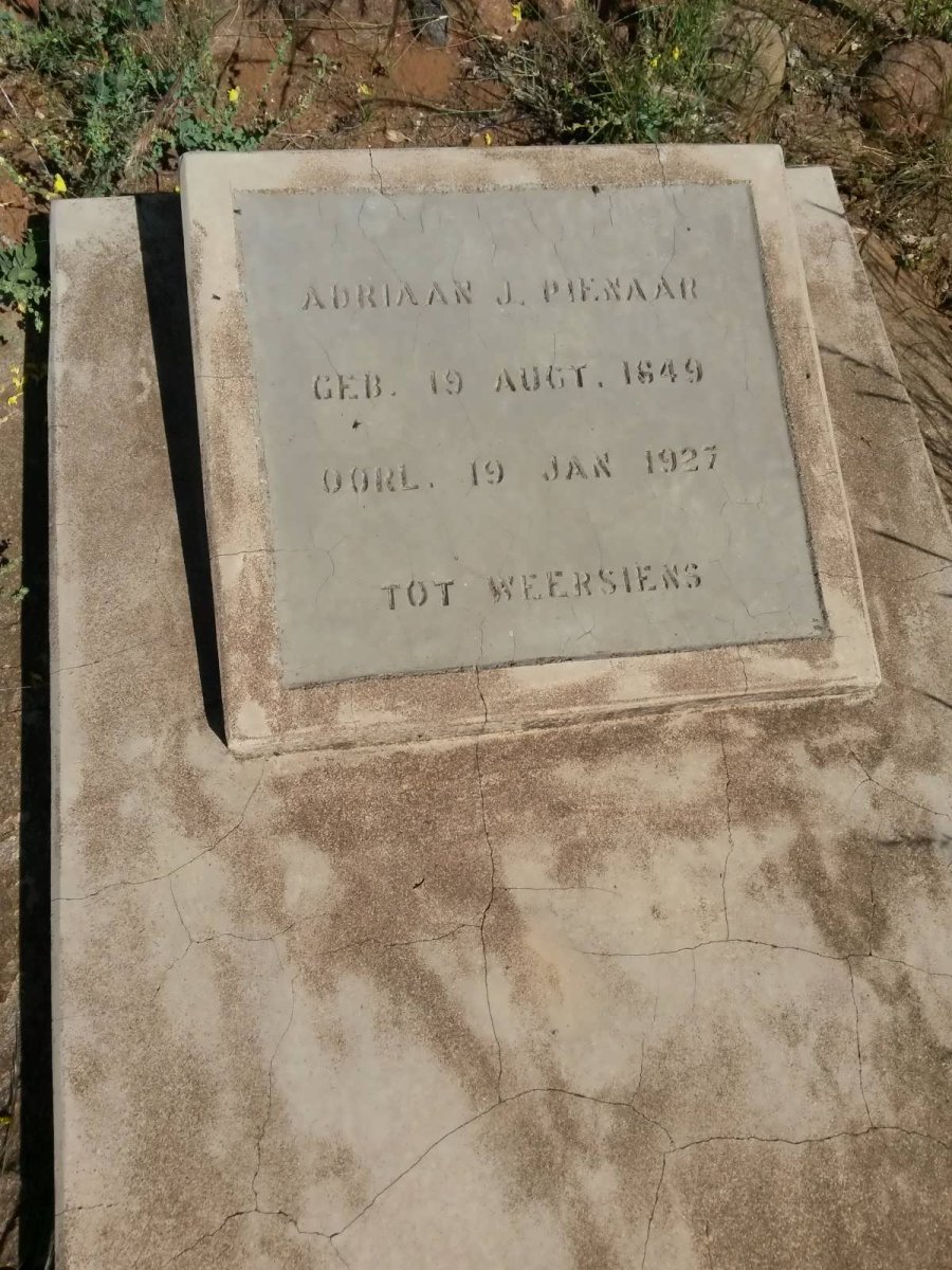 PIENAAR Adriaan J. 1849-1927