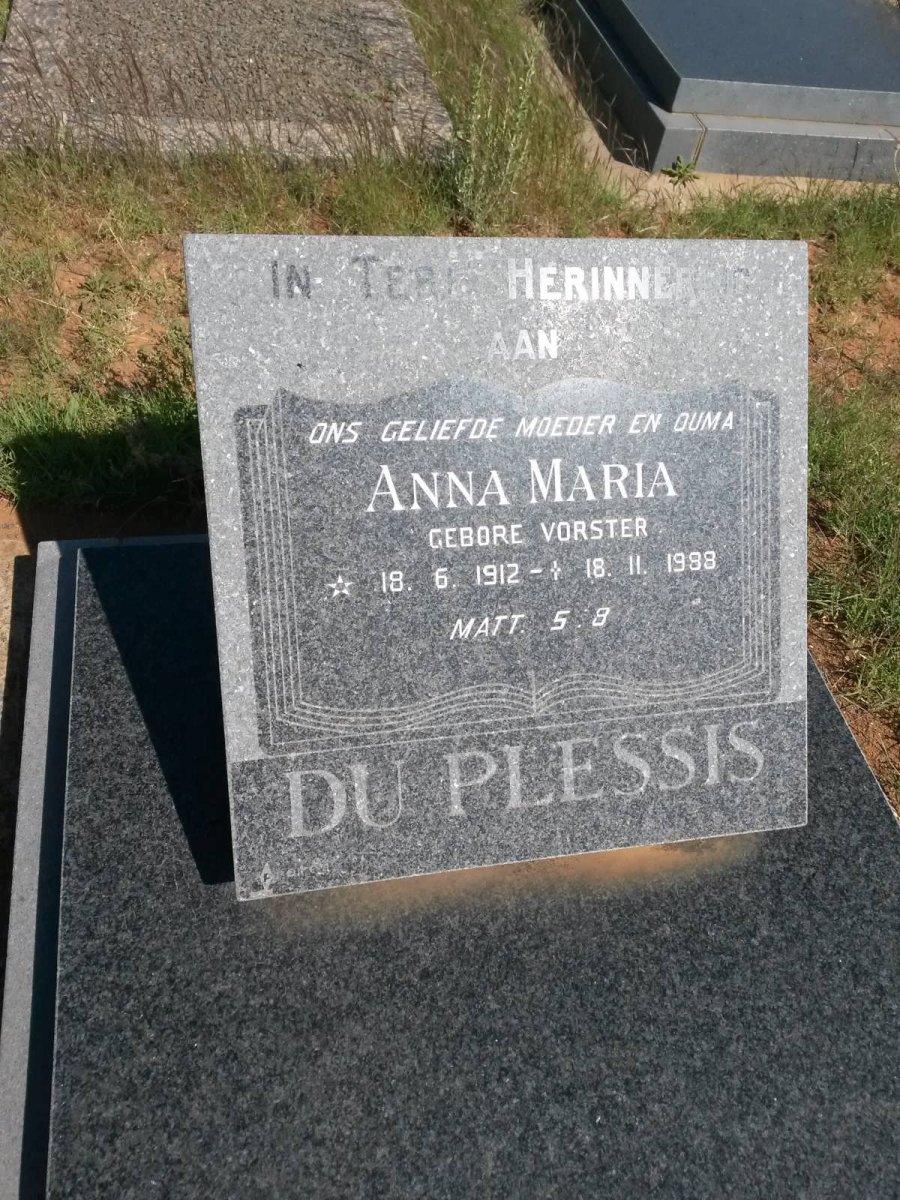 PLESSIS Anna Maria, du nee VORSTER 1912-1988