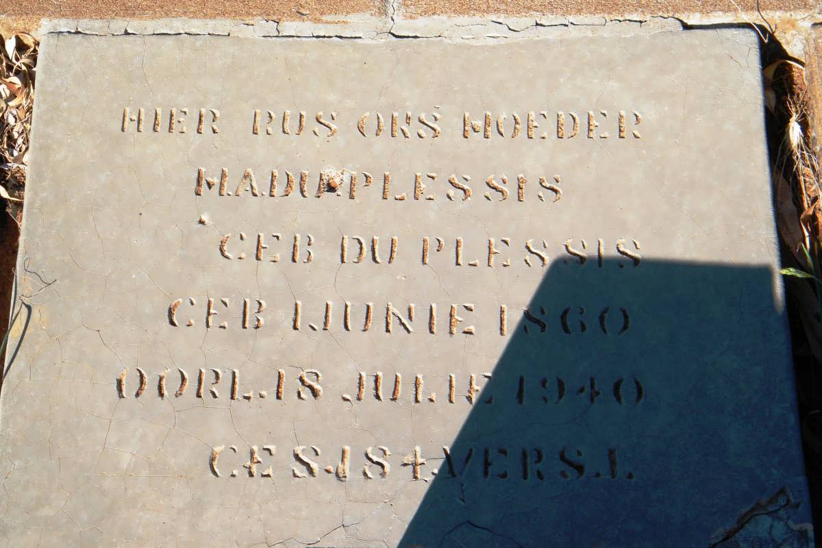 PLESSIS M.A., du nee DU PLESSIS 1860-1940