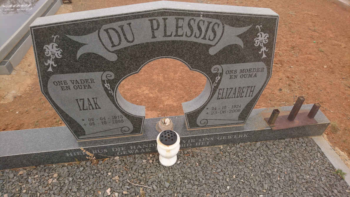 PLESSIS Izak, du 1913-1995 &amp; Elizabeth 1924-2006