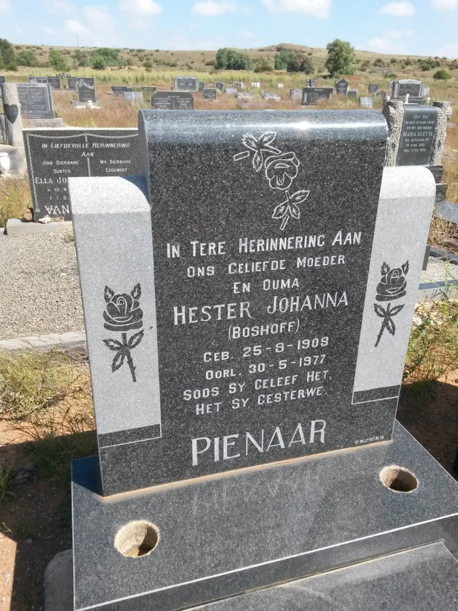 PIENAAR Hester Johanna nee BOSHOFF 1908-1977