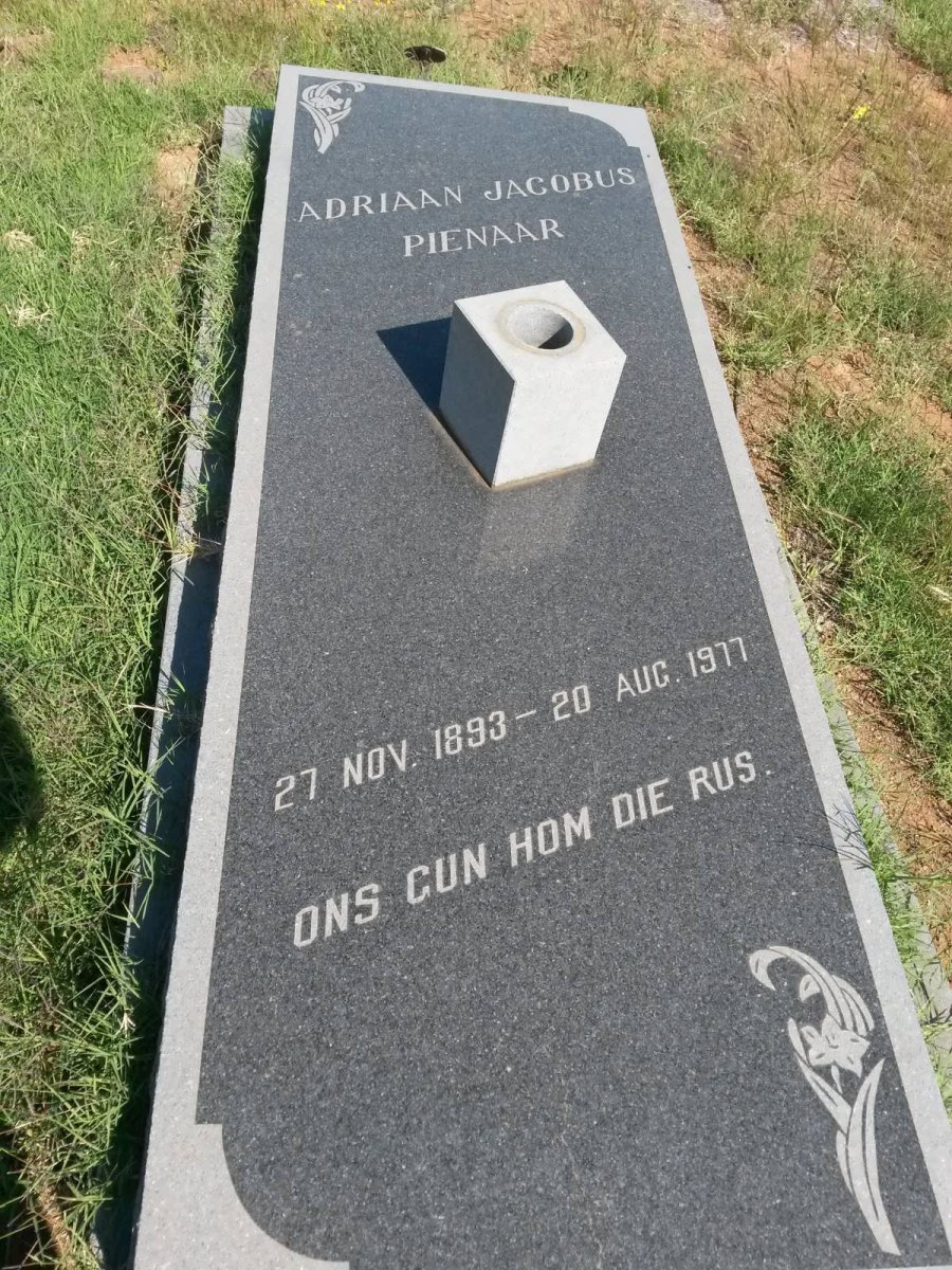 PIENAAR Adriaan Jacobus 1893-1977
