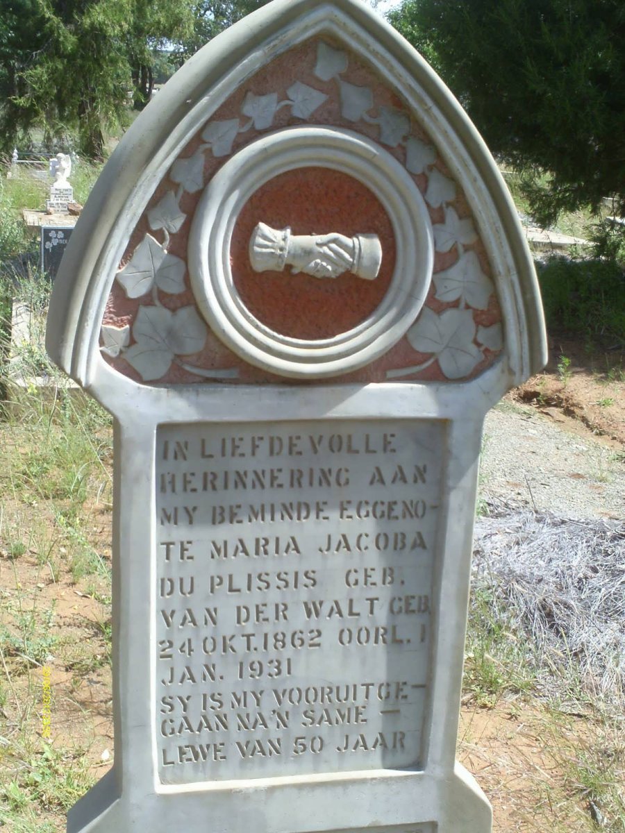 PLESSIS Maria Jacoba, du nee VAN DER WALT 1862-1931